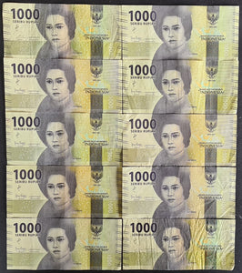 10 x Indonesia 1000 Rupiah Banknotes