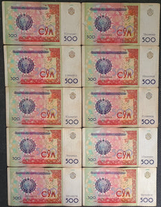 10 x Uzbekistan 500 Som Banknotes