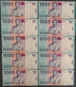 10 x Indonesia 1000 Rupiah Banknotes