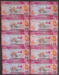 10 x Sri Lanka 20 Rupees Banknotes