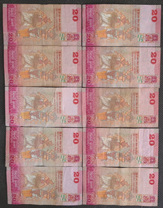 10 x Sri Lanka 20 Rupees Banknotes