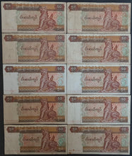 Load image into Gallery viewer, Myanmar 50 Kyats x 10 Banknotes

