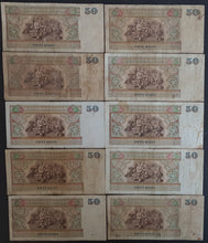 Load image into Gallery viewer, Myanmar 50 Kyats x 10 Banknotes
