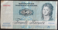 Load image into Gallery viewer, Denmark 50 Kroner Banknote (1972)
