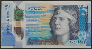 Scotland 5 Pounds Banknote Royal Bank of Scotland 2016