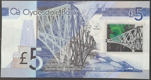 Scotland 5 Pounds Banknote Clydesdale Bank 2016