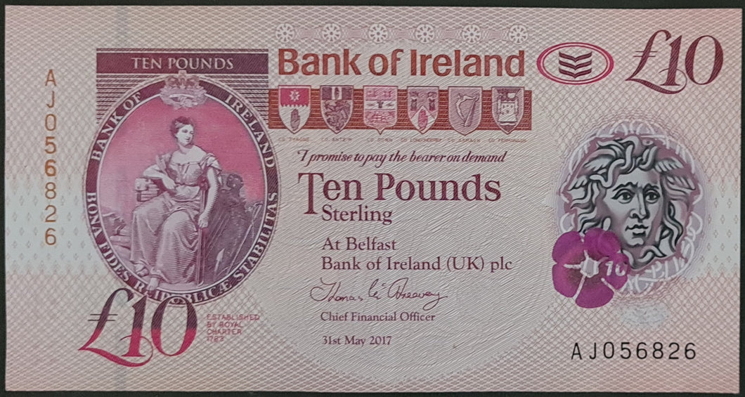 Northern Ireland 10 Pounds Bank of Ireland Banknote (2017)