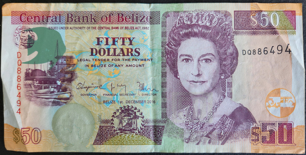 Belize 50 Dollars Banknote