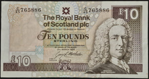 Scotland 10 Pounds Banknote The Royal Bank of Scotland plc 1994