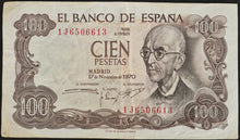 Load image into Gallery viewer, Spain 100 Pesetas Banknote
