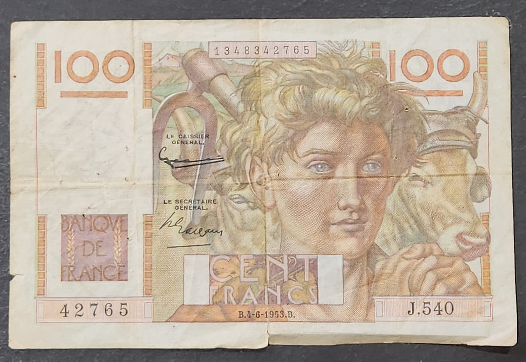 France 100 Francs Banknote 1953