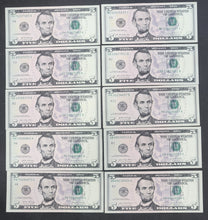 Load image into Gallery viewer, United States 10 Five Dollar Banknotes
