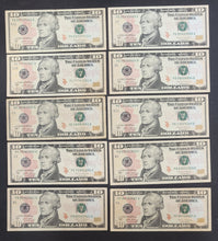 Load image into Gallery viewer, United States 10 Ten Dollar Banknotes
