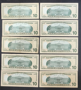 United States 10 Ten Dollar Banknotes