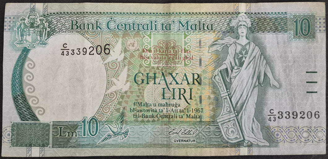 Malta 10 Liri Banknote