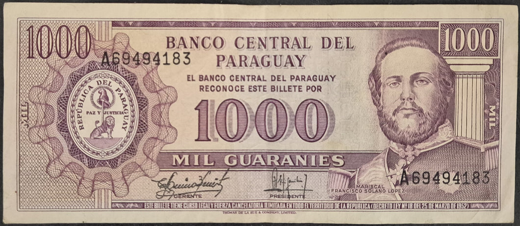 Paraguay 1000  Guaranies Banknote