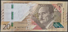 Load image into Gallery viewer, Peru 20 Nuevos Soles Banknote 2019 UNC
