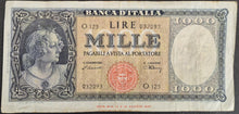 Load image into Gallery viewer, Italy 1000 Lire 1947 Circulated Banknote
