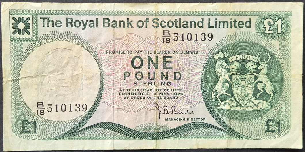 Scotland 1 Pound Banknote Royal Bank of Scotland 1976