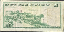 Load image into Gallery viewer, Scotland 1 Pound Banknote Royal Bank of Scotland 1976
