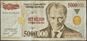 Turkey 5000000 Lira Banknote