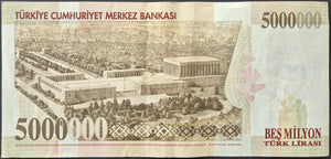 Turkey 5000000 Lira Banknote