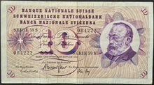 Load image into Gallery viewer, 1969 Switzerland 10 Ten Francs Banknote Swiss National Bank Alfred Escher
