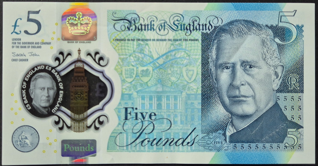 England 5 Pounds Banknote King Charles
