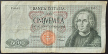 Load image into Gallery viewer, Italy 5,000 Lire 1964-1970 Banknote
