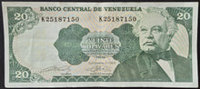 Load image into Gallery viewer, 1989 Venezuela 20 Bolivares Banknote
