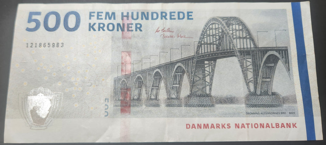 Denmark 500 Kroner Banknote Bridge Series version 2