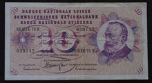 Load image into Gallery viewer, 1969 Switzerland 10 Ten Francs Banknote Swiss National Bank Alfred Escher
