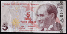 Load image into Gallery viewer, Turkey 5 Lira Banknote (Brown)
