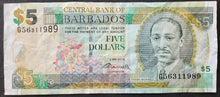 Load image into Gallery viewer, Barbados 5 Dollars Banknote 2007 series
