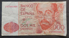 Load image into Gallery viewer, Spain 2,000 Pesetas 1980 Banknote
