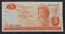 Load image into Gallery viewer, New Zealand 5 Dollar Paper Banknote (Hardie) (1967-1981)
