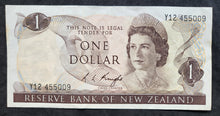 Load image into Gallery viewer, New Zealand 1 Dollar Paper Banknote (Knight) (1967-1981)
