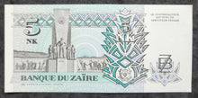 Load image into Gallery viewer, 1993 Zaire Congo 5 New Makuta Banknote
