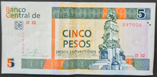 Load image into Gallery viewer, Cuba 5 Pesos Convertibles Banknote
