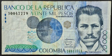 Load image into Gallery viewer, Colombia 20,000 Pesos Banknote
