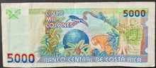 Load image into Gallery viewer, Costa Rica 5,000 Colones Banknote
