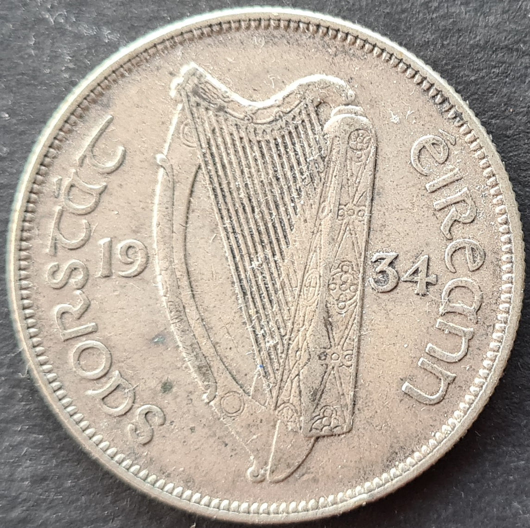 Ireland Silver 1/2 Crown 1934 Coin