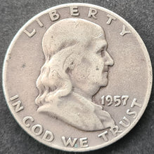 Load image into Gallery viewer, United States Half Dollar Franklin 1957 D
