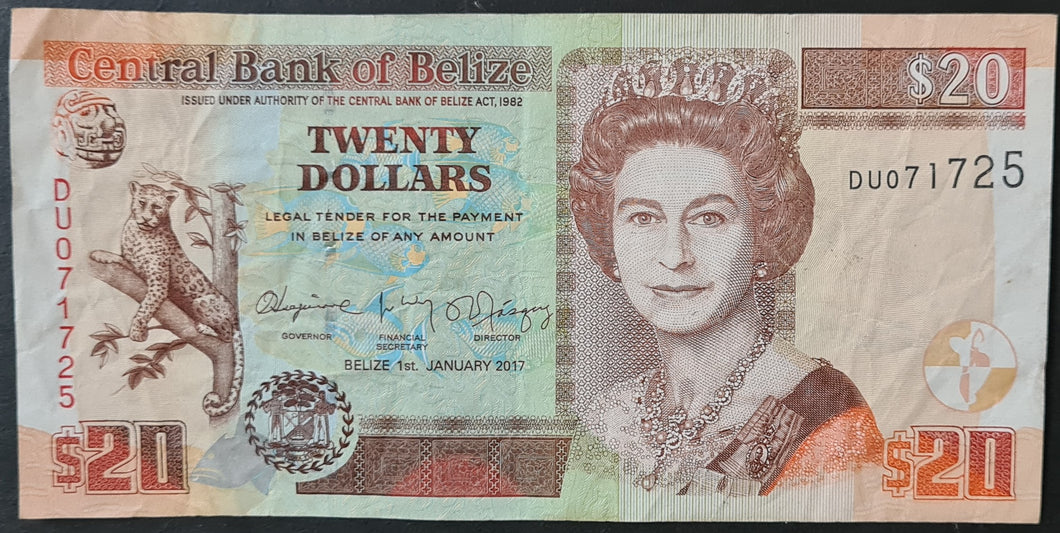 Belize 20 Dollars Banknote