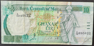 Malta 10 Liri Banknote