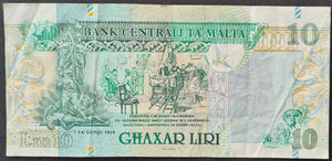 Malta 10 Liri Banknote