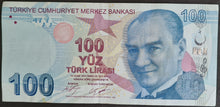 Load image into Gallery viewer, Turkey 100 Lira Banknote
