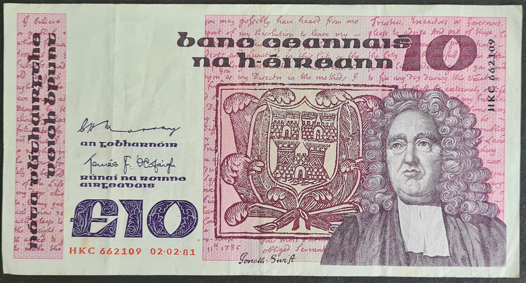 Republic of Ireland 10 Pound Banknote (1981)