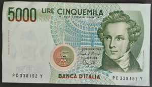 Italy 5000 Lire Banknote