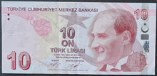 Load image into Gallery viewer, Turkey 10 Lira Banknote
